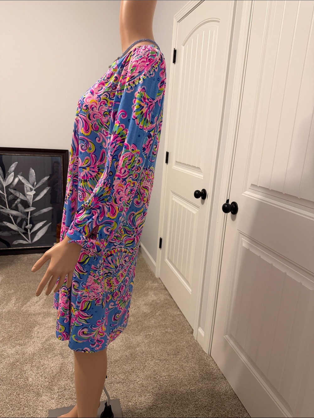 Lilly Pulitzer Blue Dress with Pink Paisley Print - Picture 3 of 10